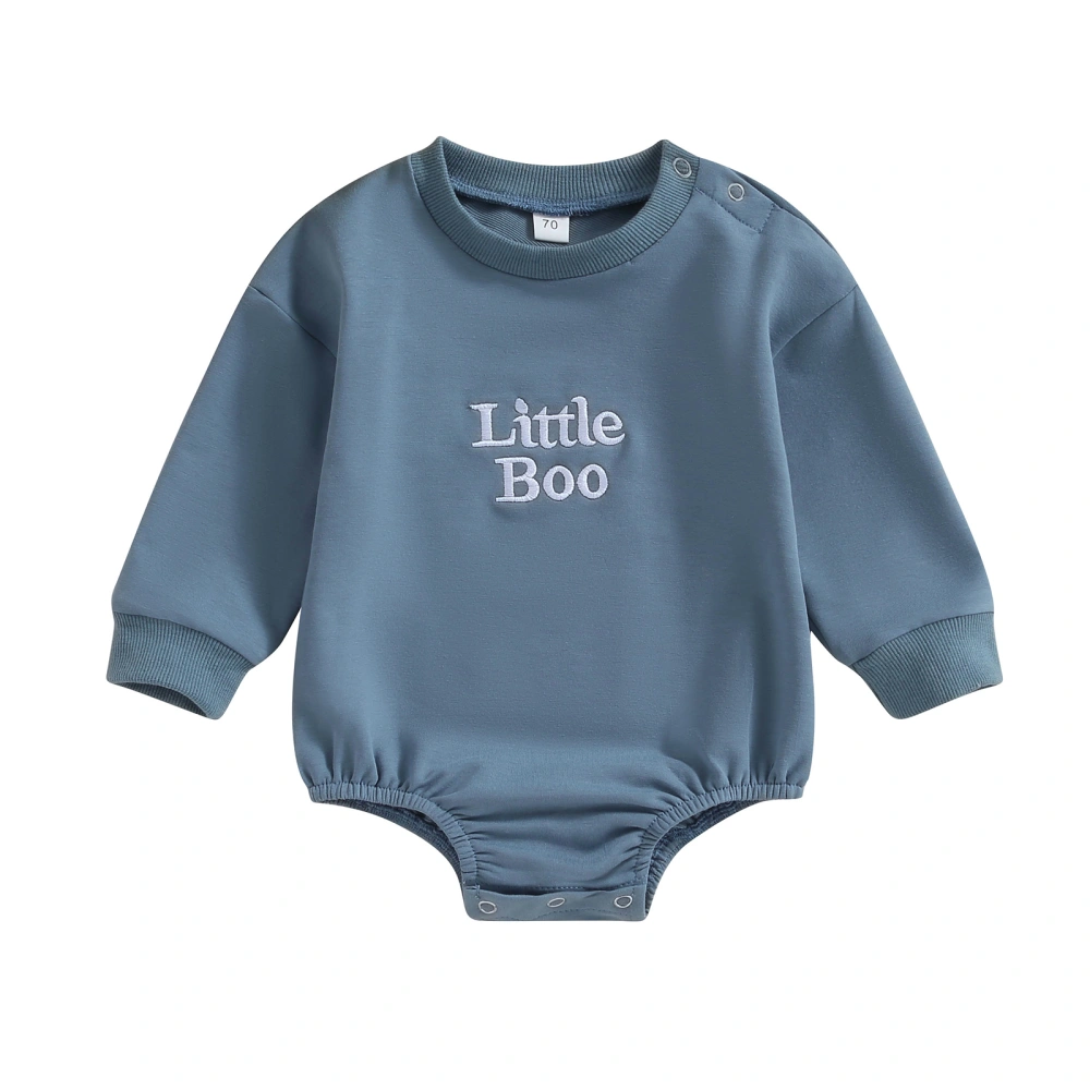 Baby Boy Romper, Long Sleeve Embroidery Letters Halloween Bodysuit