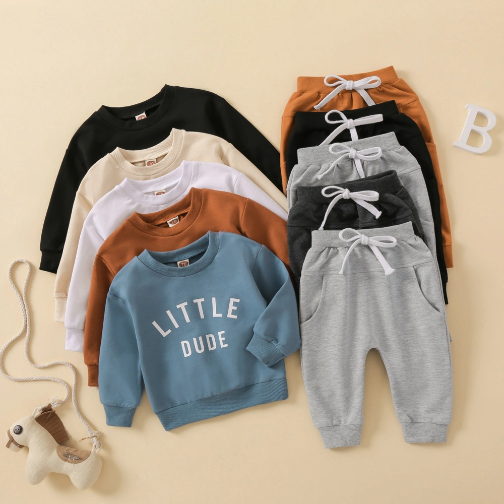 Kid Letters Print Shirt + Casual Street Long Drawstring Trousers 