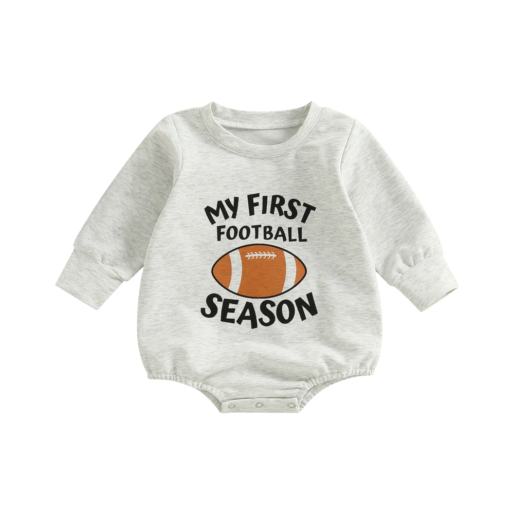 Infant Baby Rugby Letter Print Long Sleeve Jumpsuit for Boys Girls