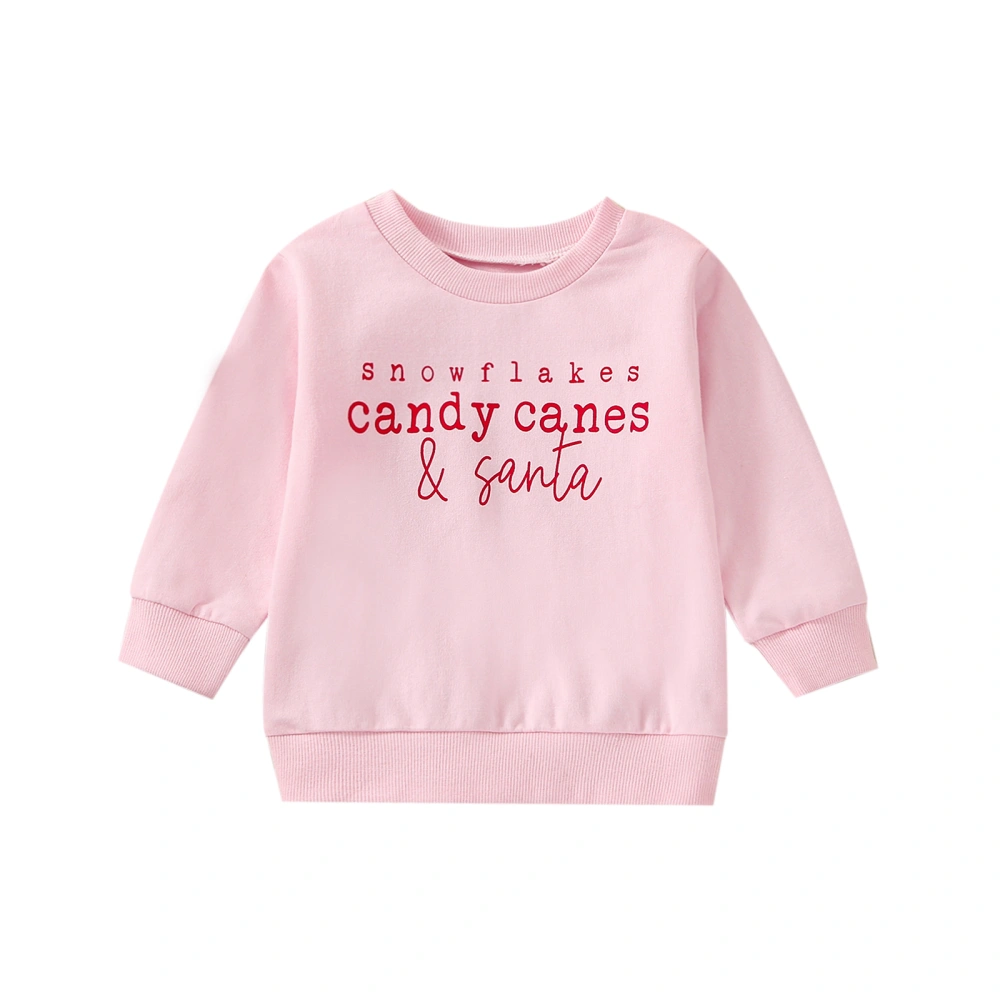 Christmas Kids Sweatshirt Letter Print Long Sleeve Pullover T-shirt 