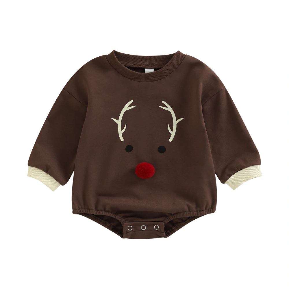 Infant Baby Christmas Jumpsuit, Elk Print Long Sleeve Romper