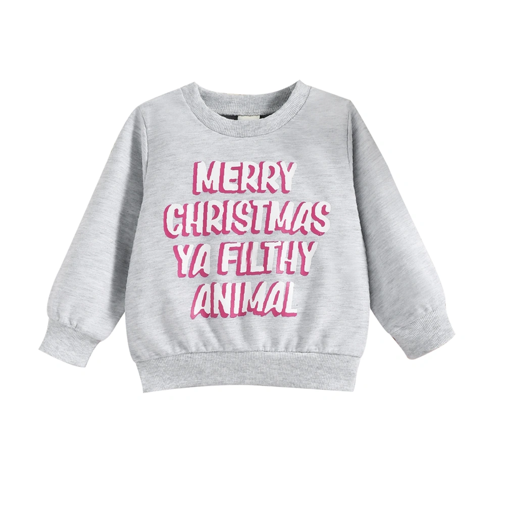 Toddler Autumn Pullover, Letter Long-Sleeved Christmas Sweatshirt