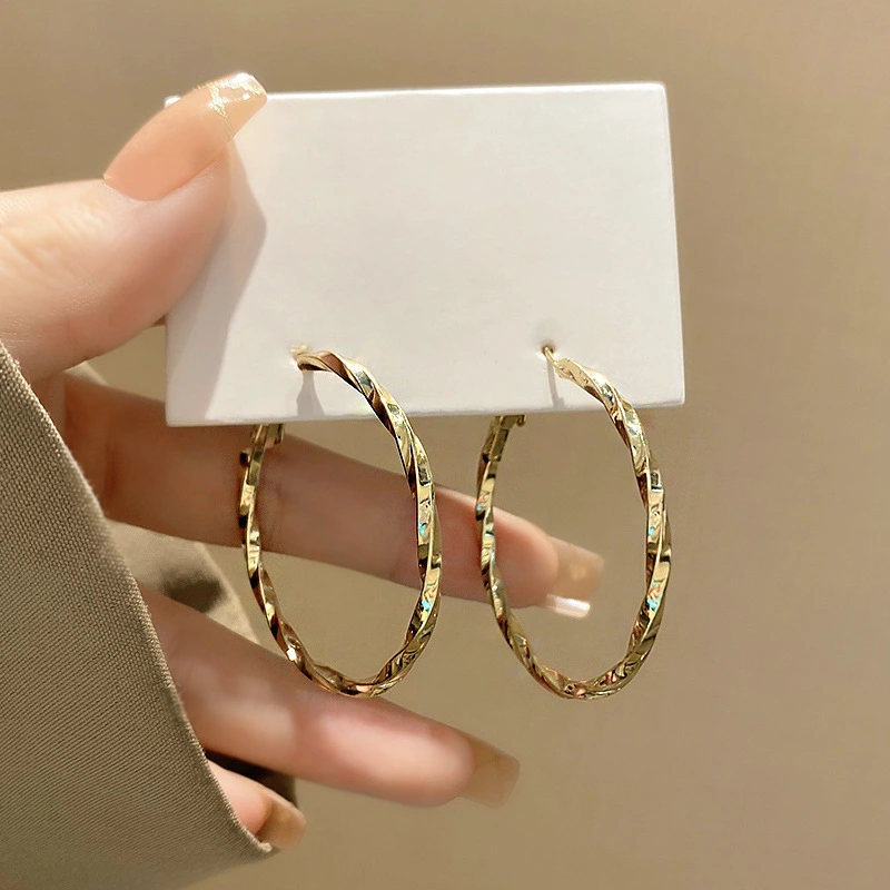 Hoop Earrings for Women, High Polished Twisted Dangle Earrings