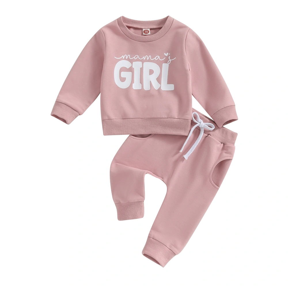 Baby Girls 2 Piece Autumn Letter Print Sweatshirt and Pants Set