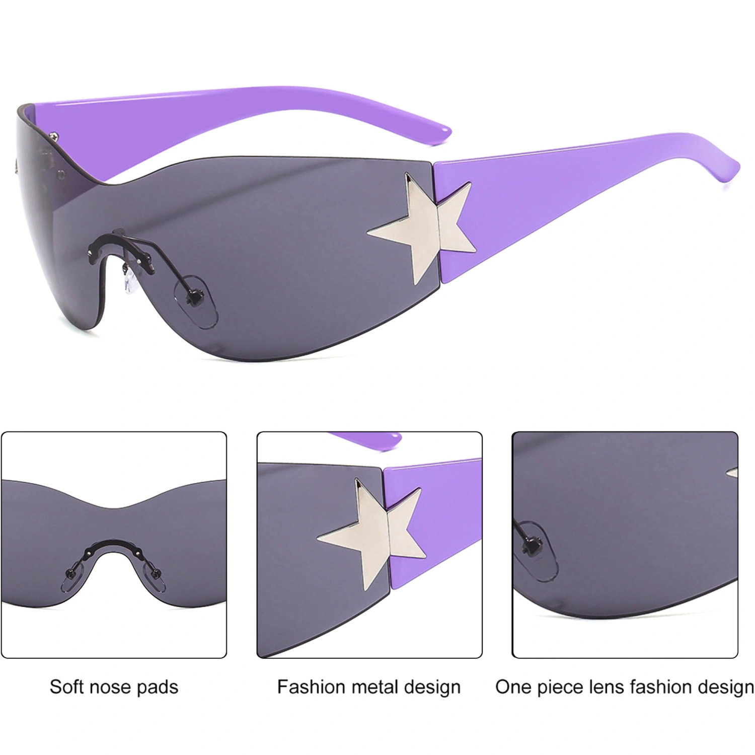 Five-pointed Stars Sunglasses for Women and Men, Frameless Sunglasses