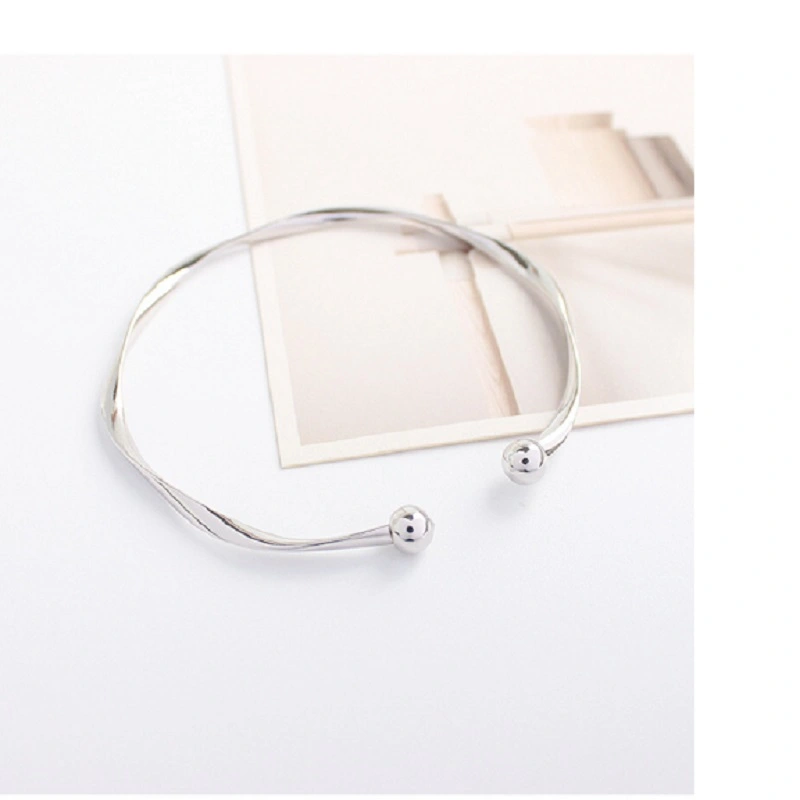 Wavy Texture Circle Opening Bracelet, Pure Color Advanced Bangle 