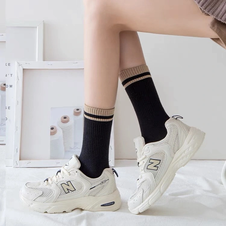 Middle Tube Socks for Women Men, Stripe Sweat Absorption Socks