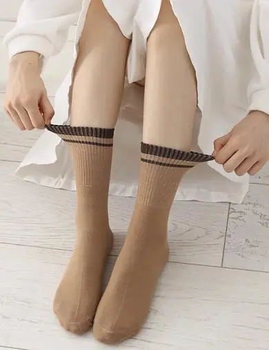 Middle Tube Socks for Women Men, Stripe Sweat Absorption Socks
