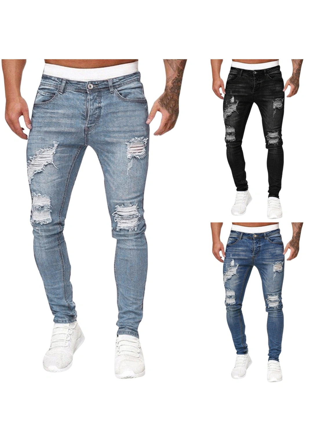 Men Denim Pants Casual Party Street Spring Fall Male Slimming Trousers