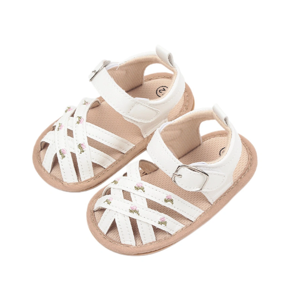 Baby Girls Summer Sandals, Closed-Toe Floral Embroidery Flats