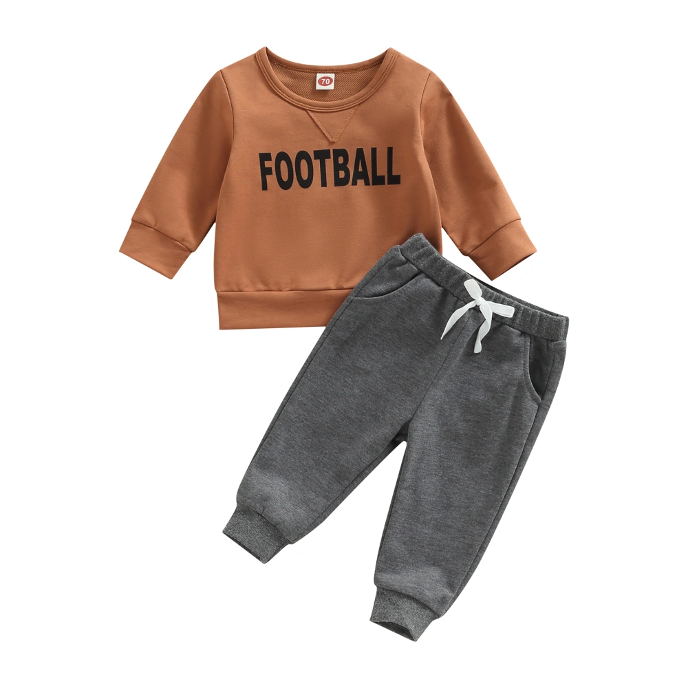 Boys Fall Clothes Letter Rugby Printed Long Sleeve Sweatshirt Pants 