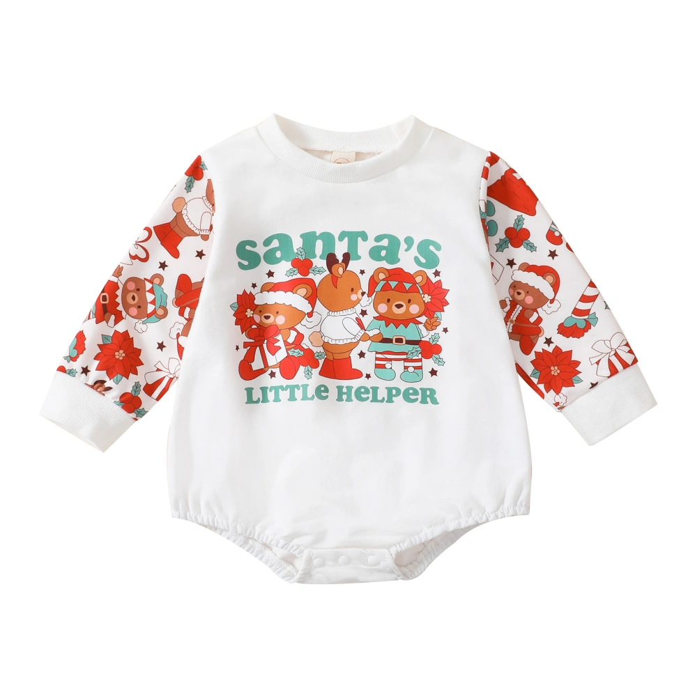 Baby Autumn Long Sleeve Bear Letter Print Patchwork Playsuit