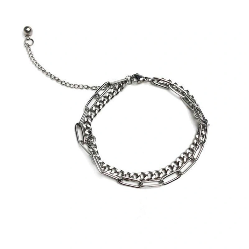 Double Chain Bracelet Adjustable Metal Hand Bracelet for Women Men