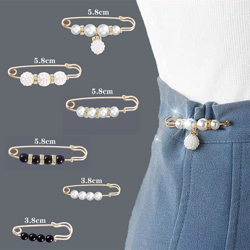 Brooch Pins Set, Faux Pearl Rhinestone Sweater Shawl Clips Safety Pins