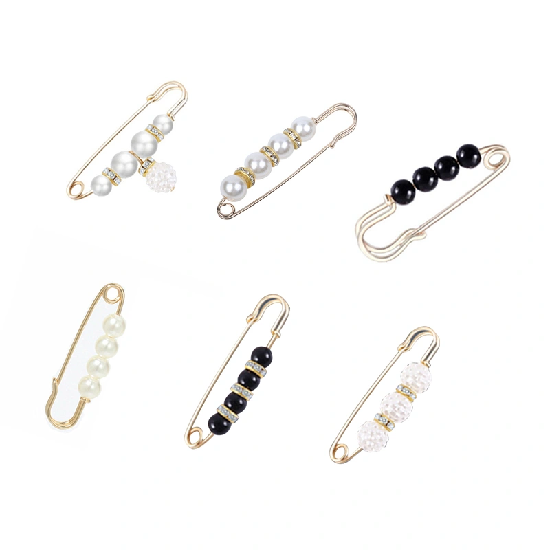Brooch Pins Set, Faux Pearl Rhinestone Sweater Shawl Clips Safety Pins