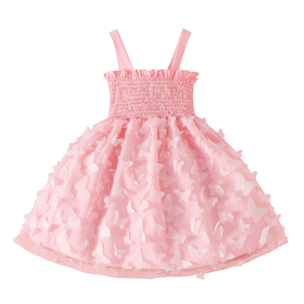 Girls Ruched Princess Dress Casual Butterfly A-Line Party Dress