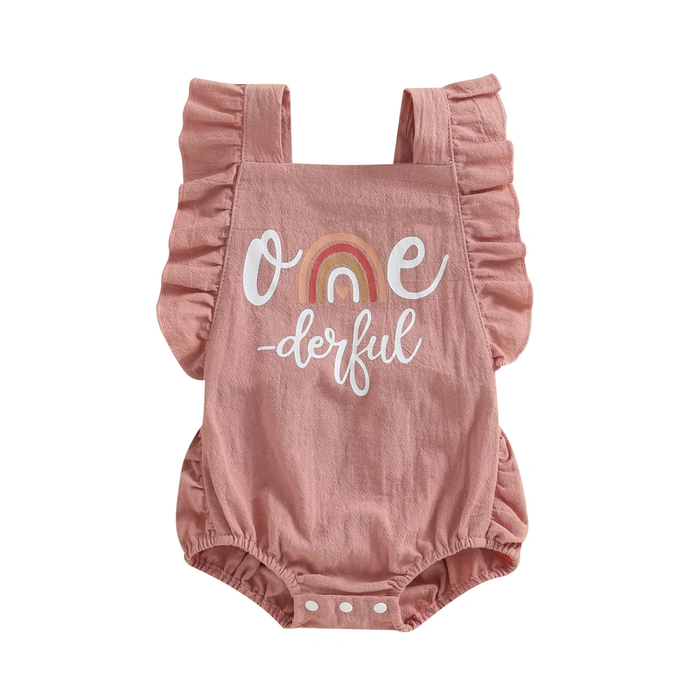 Infant Girl 1st Birthday Rompers Rainbow Letter Print Jumpsuits