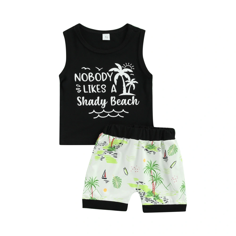 Baby Boys Shorts Set Letter Sleeveless Tank Tops + Tree Print Shorts