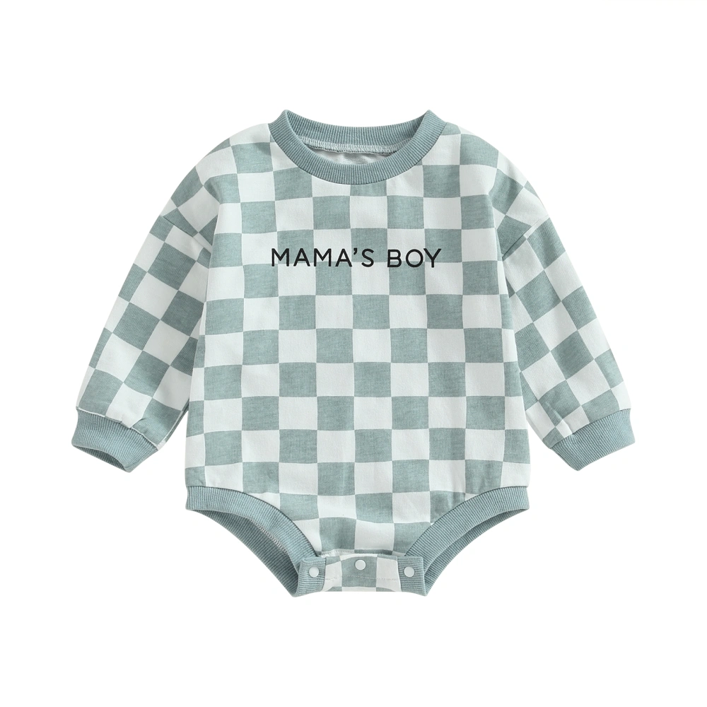 Baby Sweatshirt Romper Long Sleeve Checkerboard Print Bodysuit