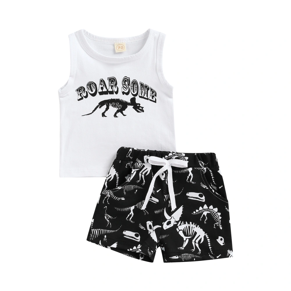 Baby Tanks Tops + Short, Dinosaur Letter, Elastic Waist Clothing