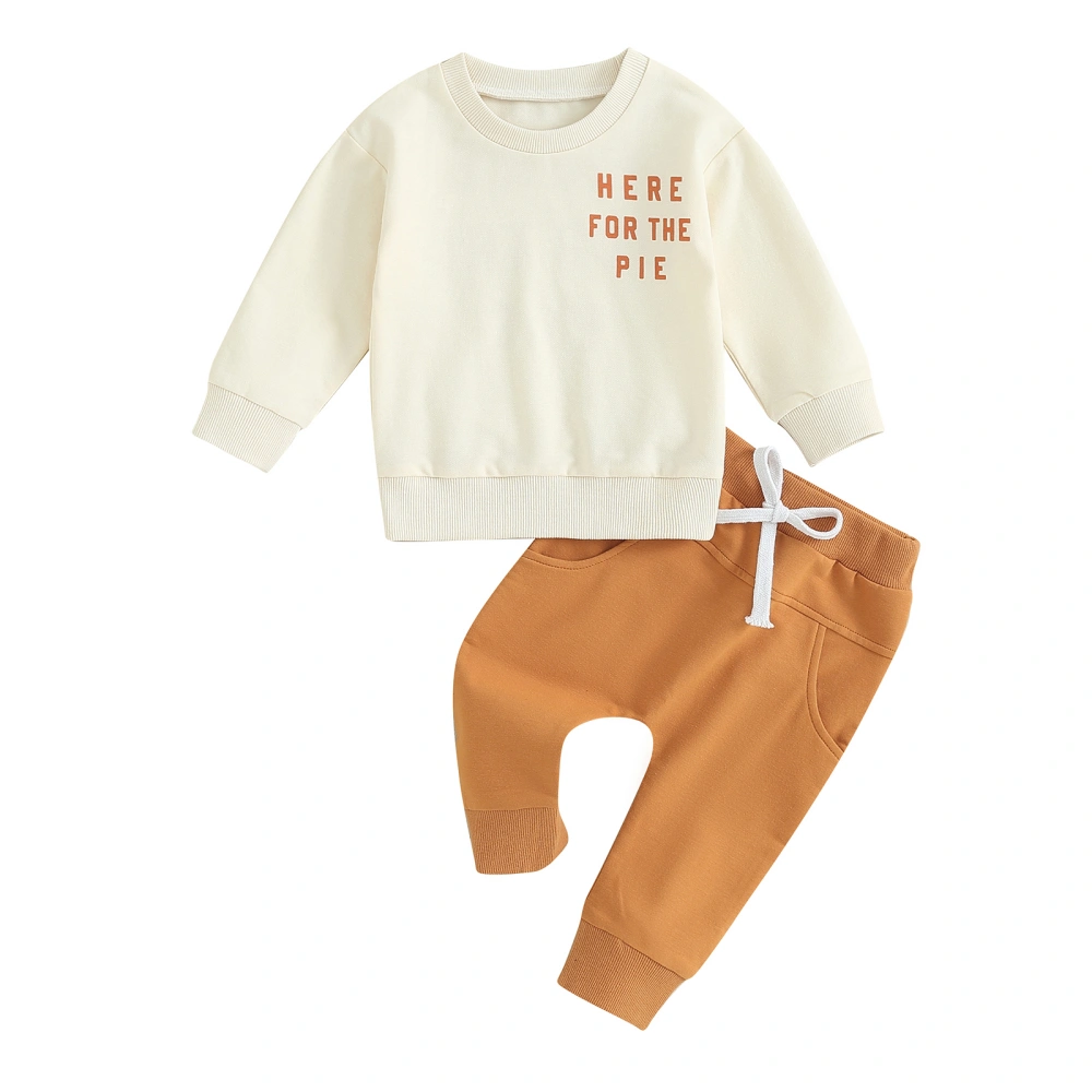 Baby Boys Girls Thanksgiving Letter Print Sweatshirt and Pants Set