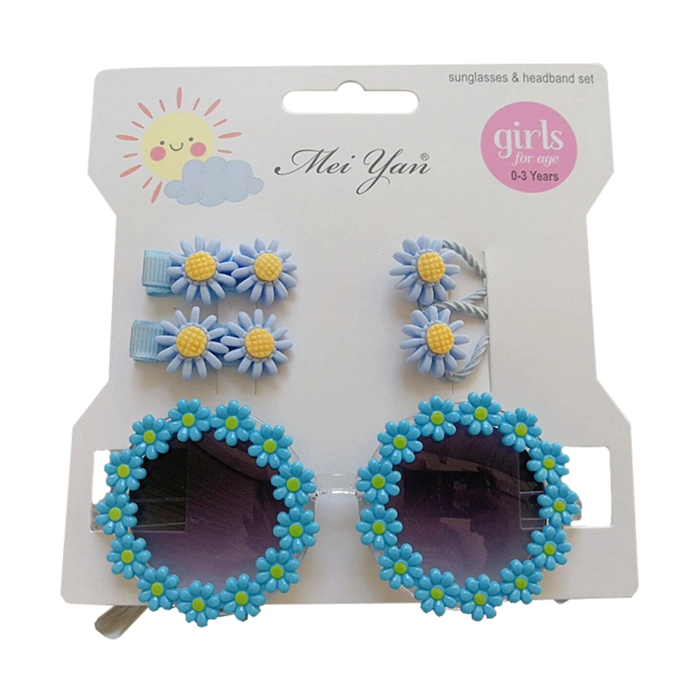 Kids Baby Girls Sunglasses Floral Sunglasses and Headbands Hair Clips 