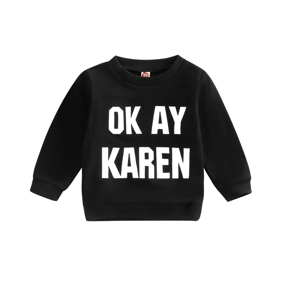 Boys Girls Pullovers, Long Sleeve Round Neck Letter Print Sweatshirts