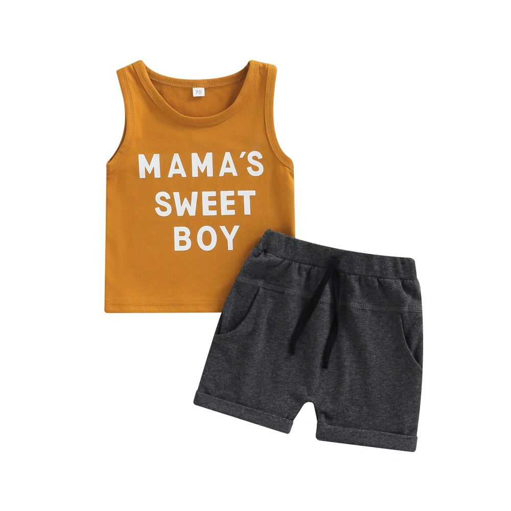 Infant Boys 2 Pieces Outfits, Letter Print Tank Tops + Shorts Set