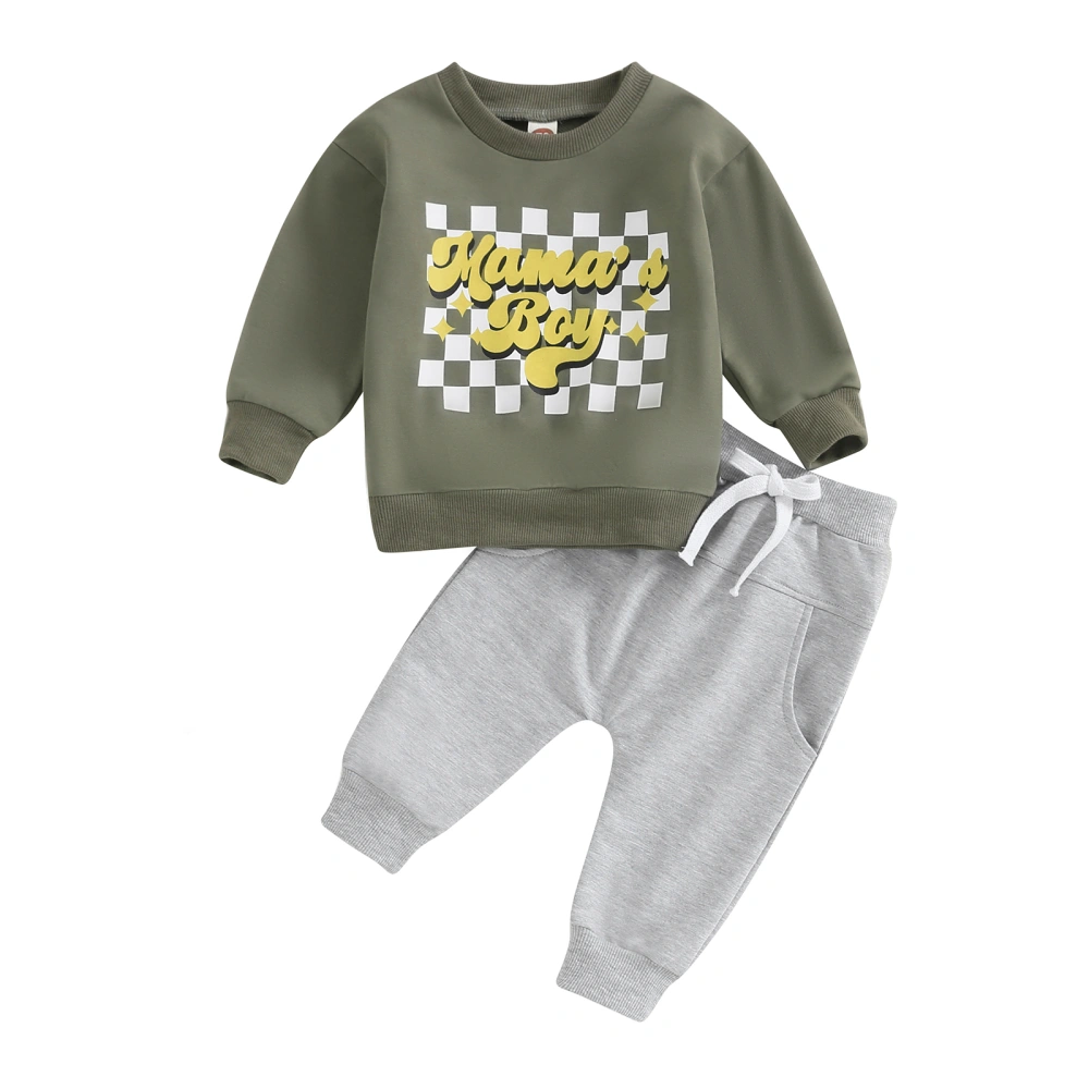 Baby Boys Outfits Newborn Round Neck Sweatshirt and Pants Set