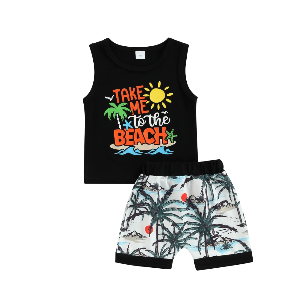 Boy Short Pants Suits, Sleeveless Tank Tops + Elastic Shorts Set