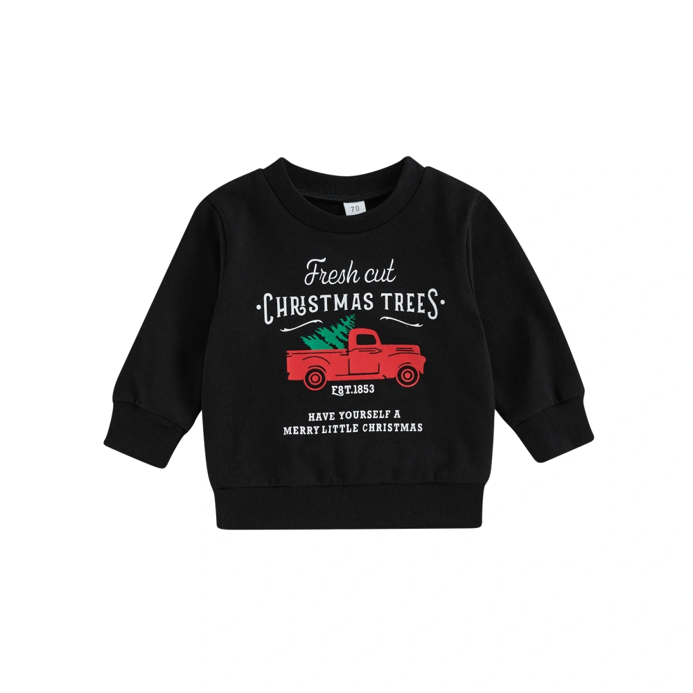 Toddler Christmas Sweatshirt, Long Sleeve Red Truck Print Loose Tops