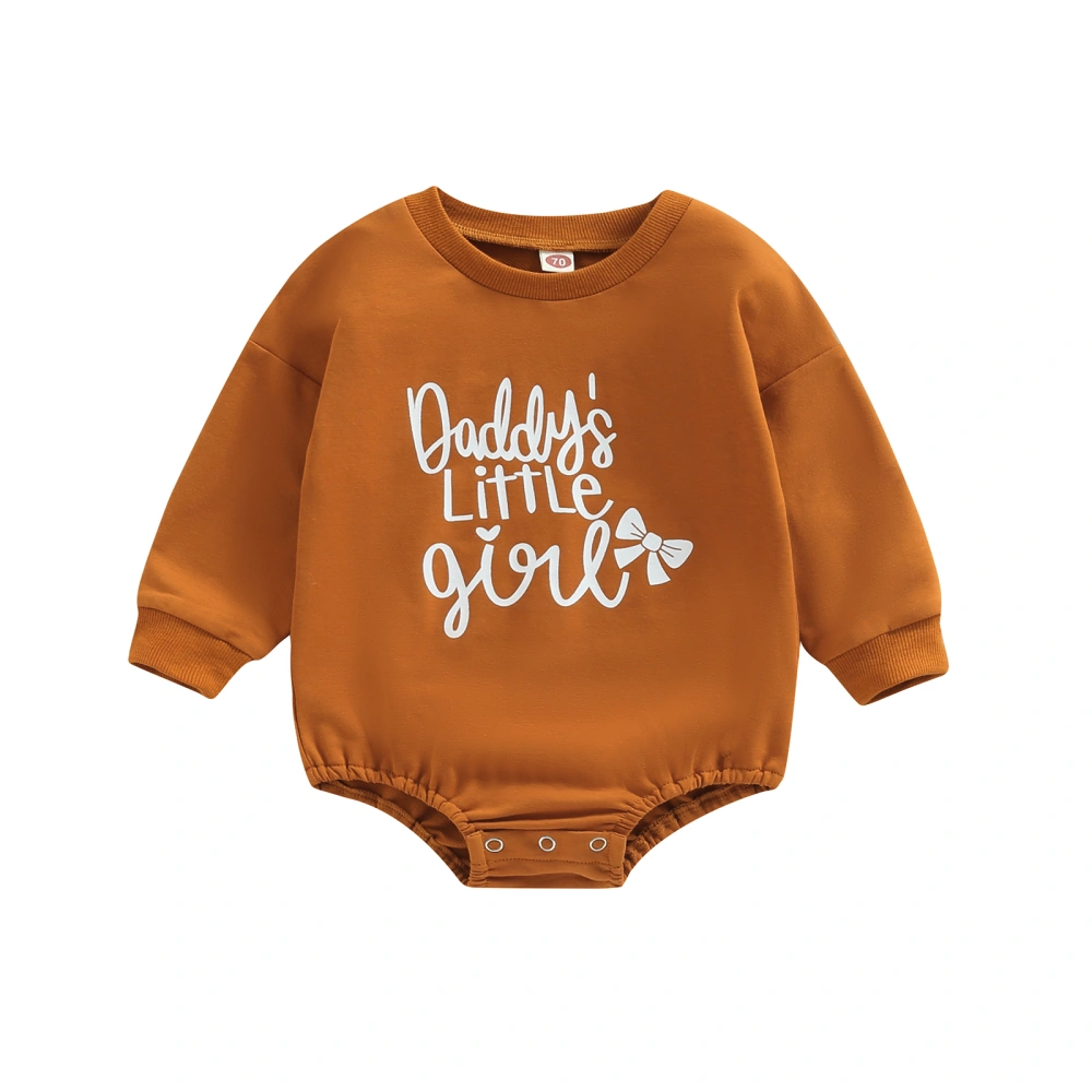 Baby Girl Romper Long Sleeve Round Neck Letters Print Jumpsuit  