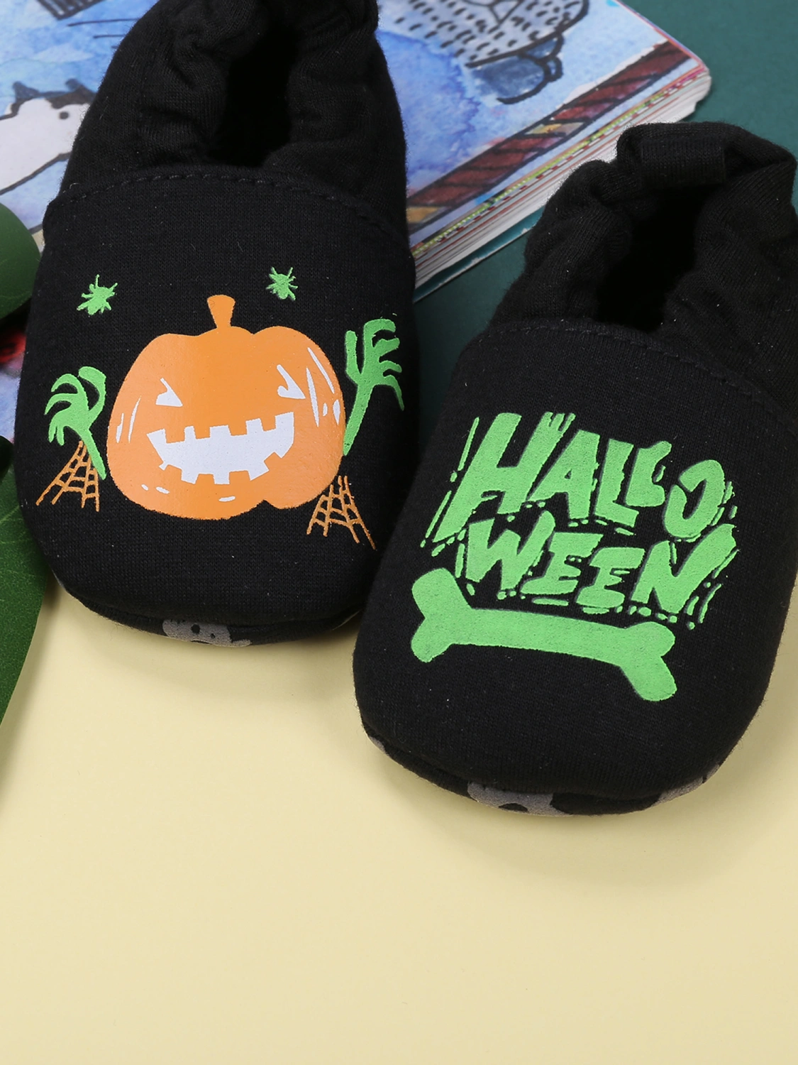 Baby Shoes, Halloween Luminous Cartoon Pumpkin Print Walking Shoes