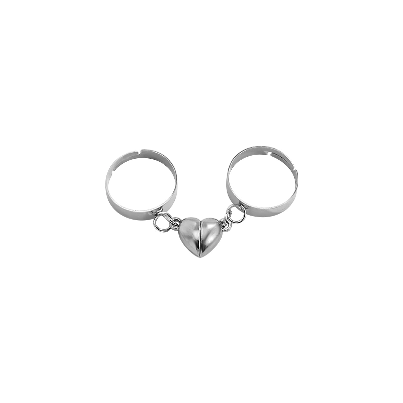 Couples Matching Rings Adjustable Opening Heart Magnetic Design Ring