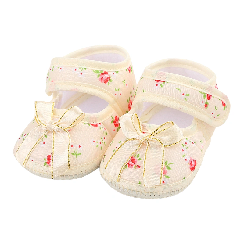 Baby Girls Mary Jane Flats Non-Slip Floral Princess Shoes Crib Shoes