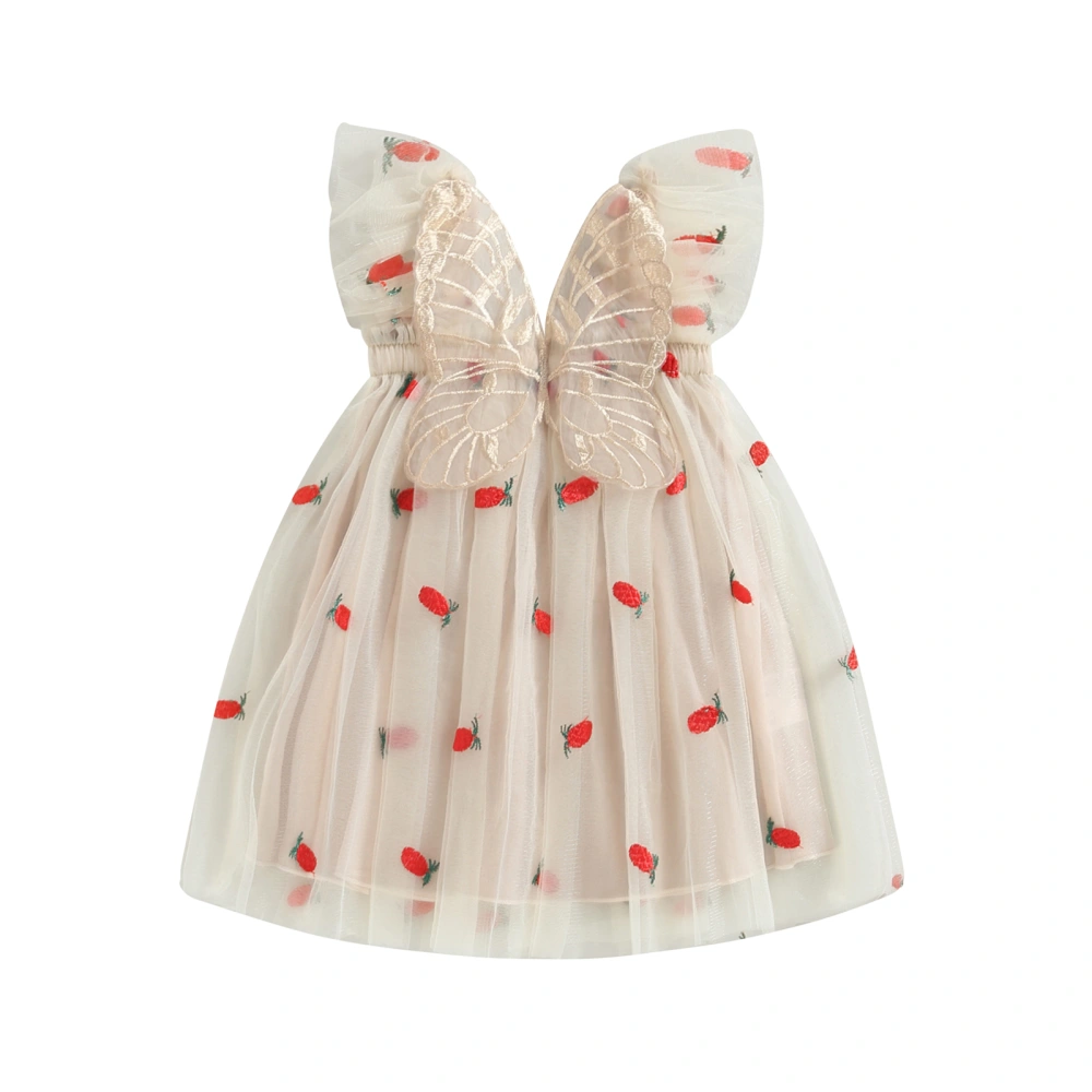  Girls Tulle Dress Pineapple Print Princess Dress Butterfly Wing Dress