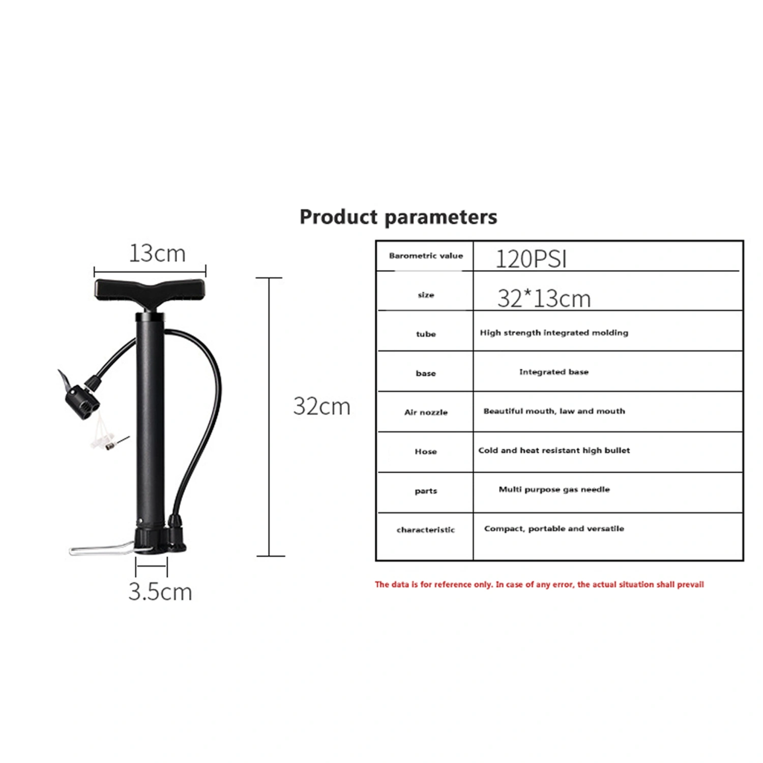 Bicycle Pump Hose Storage Seat, Detachable Handle Gas Needle