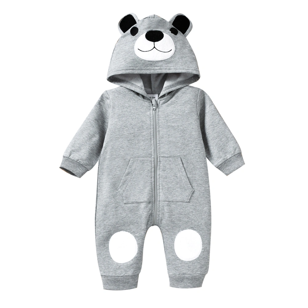 Baby Girl Boy Romper, Long Sleeve Hooded Cartoon Bear Ears Jumpsuit 