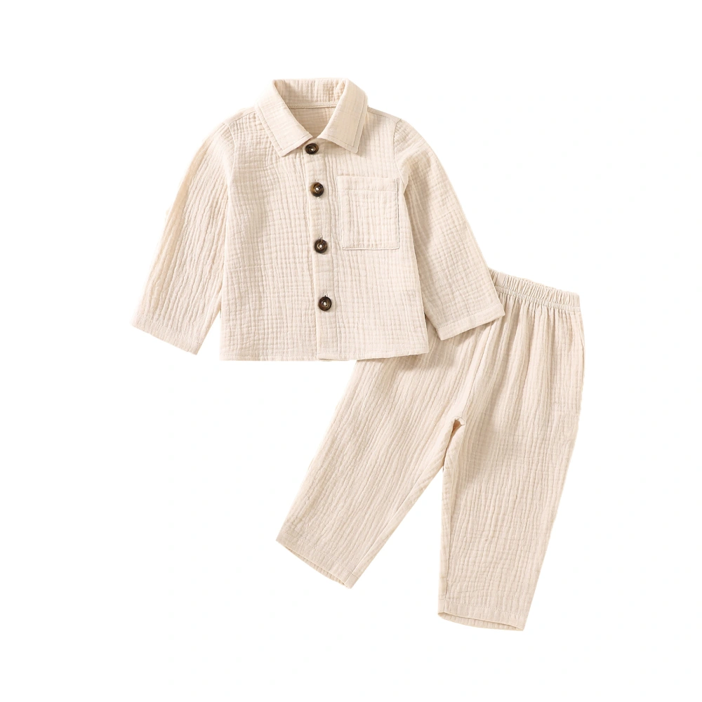 Infant Boys Fall Outfits Solid Color Long Sleeve Shirts Long Pants