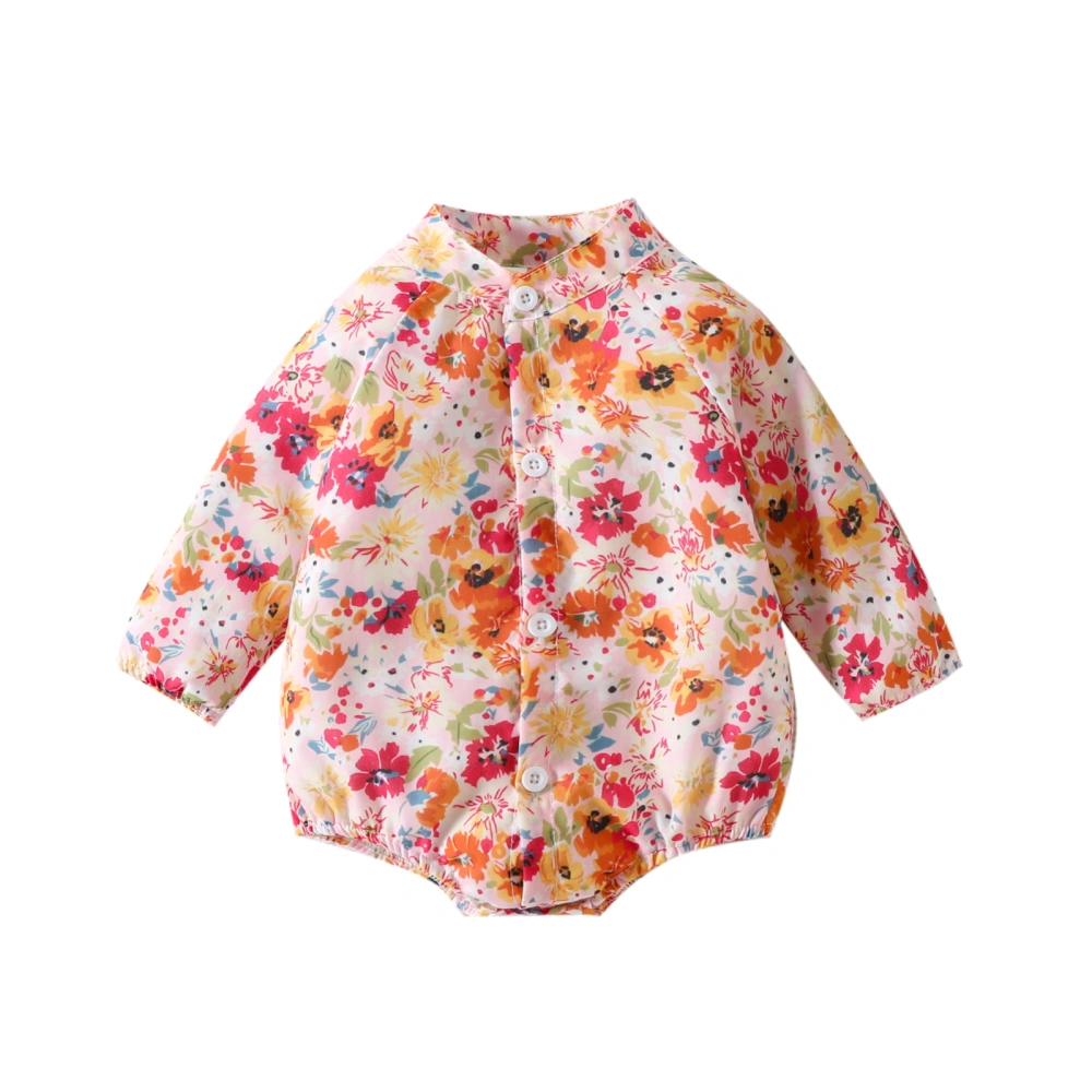 Newborn Baby Girls Shirt Jumpsuits Floral Printed Long Sleeves Romper