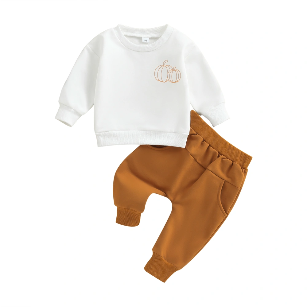 Toddler Halloween Outfits Pumpkin Graphic Sweatshirt + Pants Set