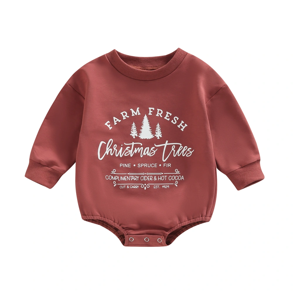 Baby Boys Girls Christmas Romper, Long Sleeve Letters Print Bodysuit