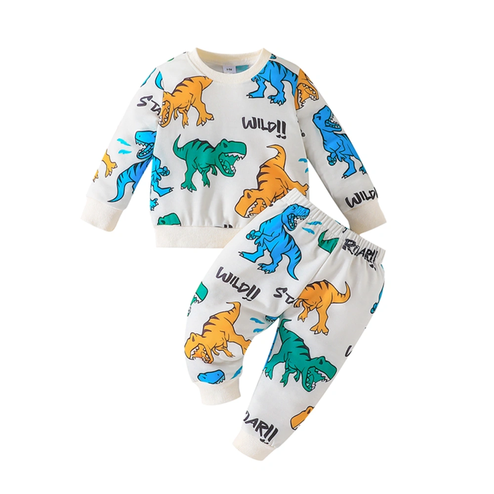 Baby Boys Pants Set, Dinosaur Print Long Sleeve Sweatshirt Sweatpants