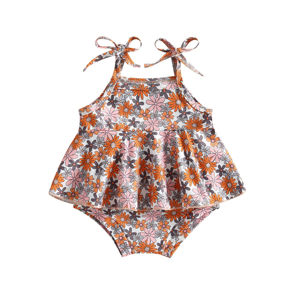 Baby Girl Summer Outfits, Tie Shoulder Floral Cami Tops + Shorts Set