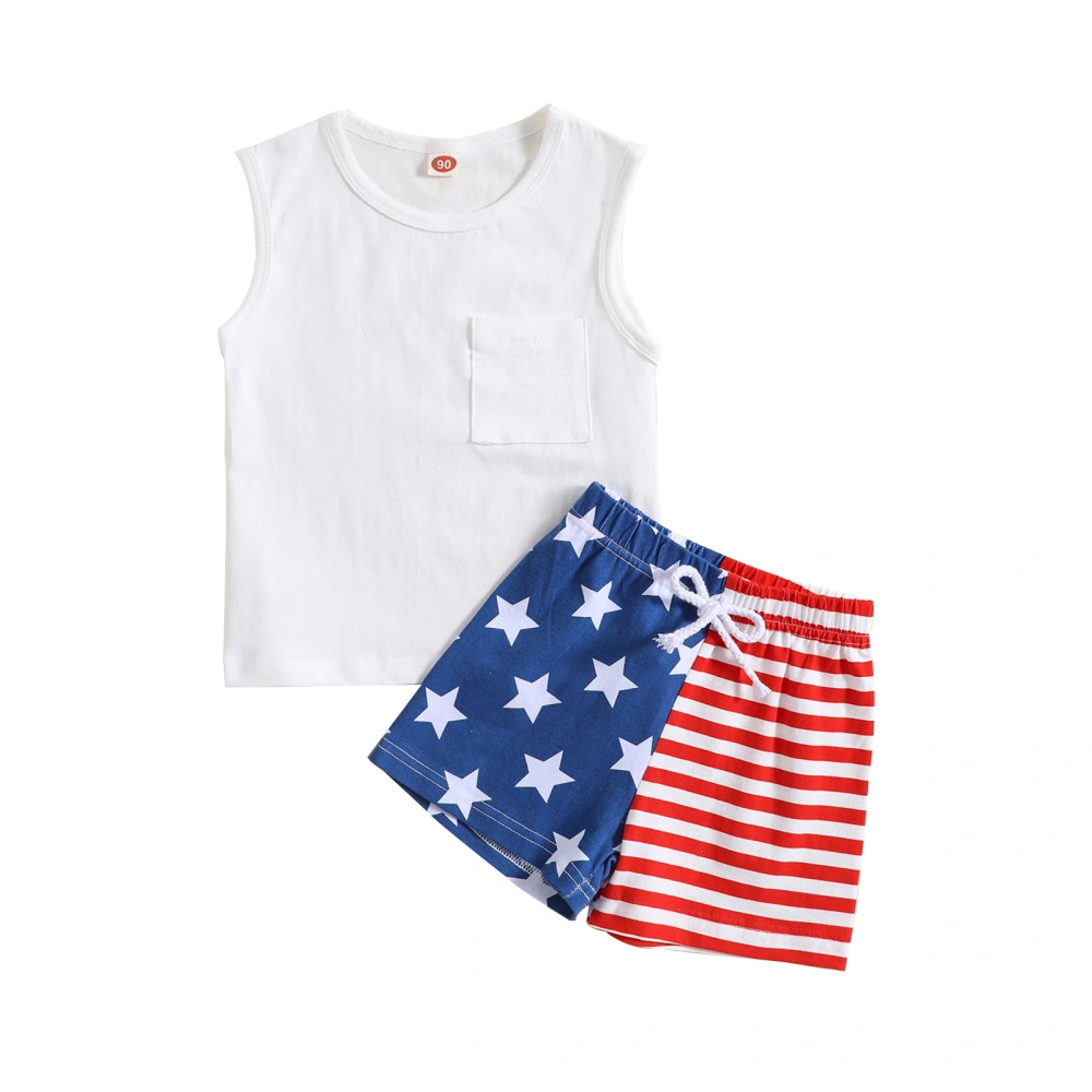 Toddler Boys 4th of July Outfits, Solid Color Tank Tops + Shorts Set