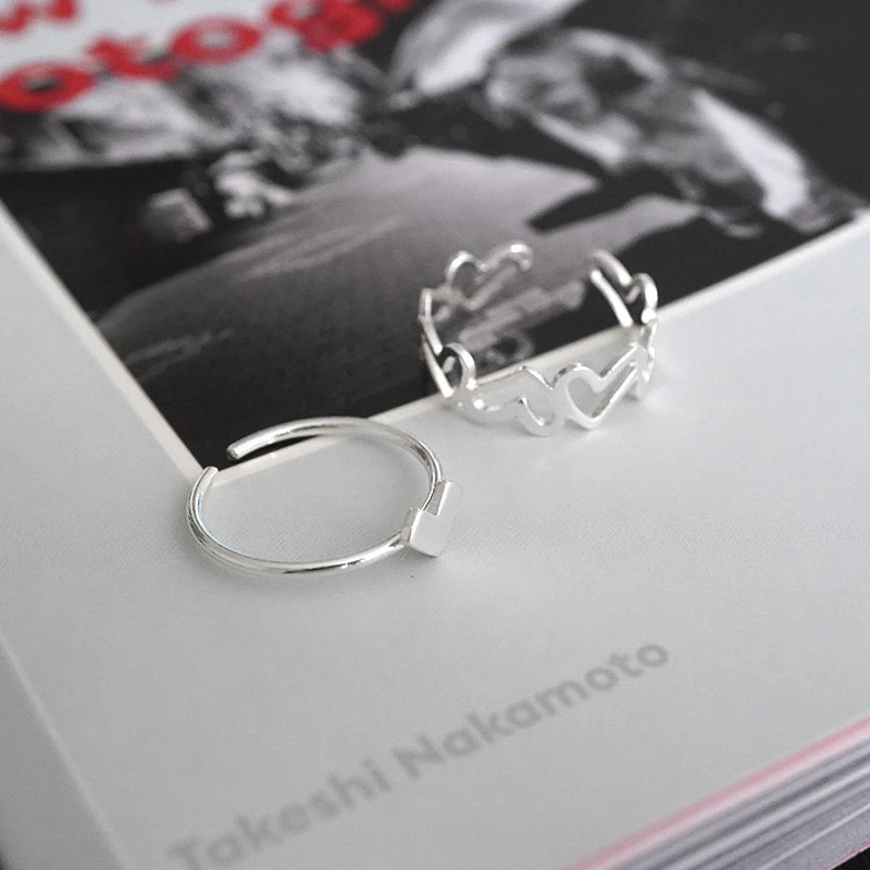 Women's Ring, Solid Color Cutout Heart Adjustable Rings Wedding Ring