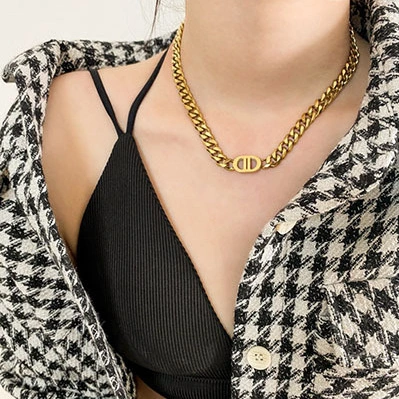 Women Pig Nose Necklace, Punk Style Chunky Link Chain Necklace