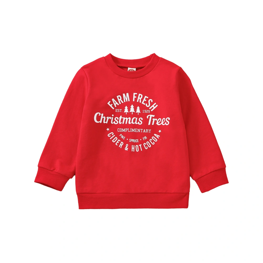 Toddler Girls Boys Red Long Sleeve O Neck Letter Print Pullover