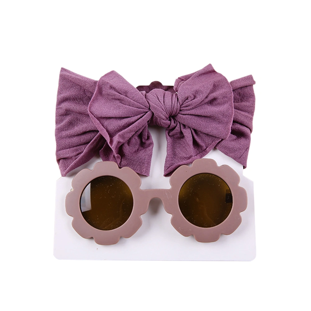 Kids Girls Sunglasses Set, Cute Anti-UV Flower Sunglasses and Headband