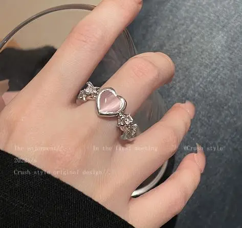 Women's Ring, Heart Crystal Adjustable Rings Wedding Ring Gift